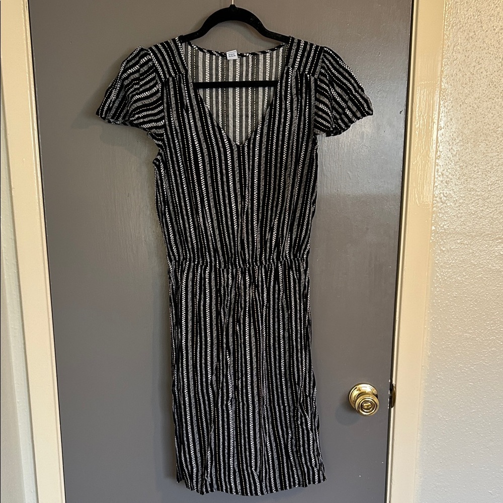Old Navy Black and White Striped Midi Dress